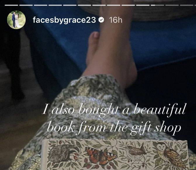 grace with a book in her face feet 5